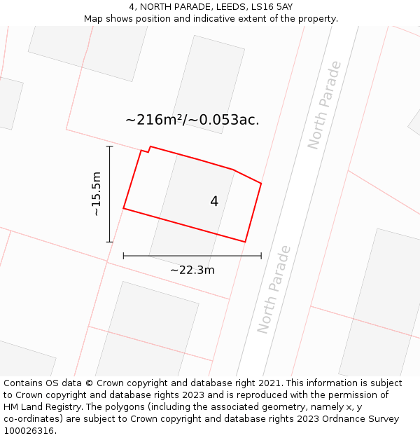 4, NORTH PARADE, LEEDS, LS16 5AY: Plot and title map