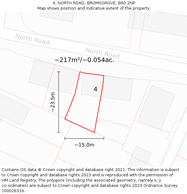 4, NORTH ROAD, BROMSGROVE, B60 2NP: Plot and title map