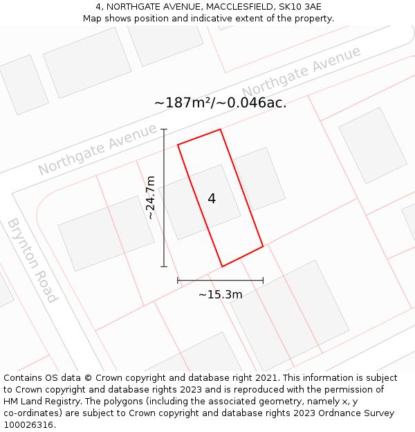 4, NORTHGATE AVENUE, MACCLESFIELD, SK10 3AE: Plot and title map