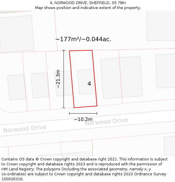 4, NORWOOD DRIVE, SHEFFIELD, S5 7BH: Plot and title map