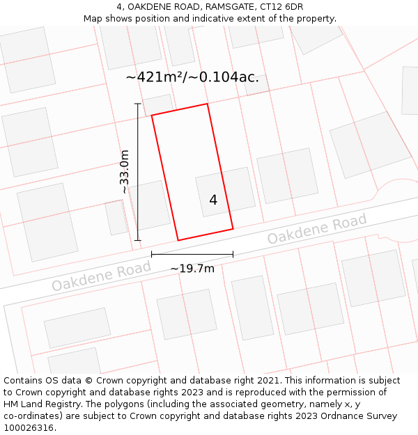 4, OAKDENE ROAD, RAMSGATE, CT12 6DR: Plot and title map