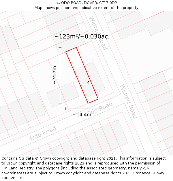 4, ODO ROAD, DOVER, CT17 0DP: Plot and title map