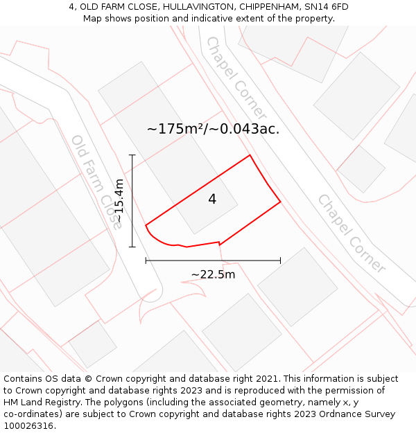 4, OLD FARM CLOSE, HULLAVINGTON, CHIPPENHAM, SN14 6FD: Plot and title map