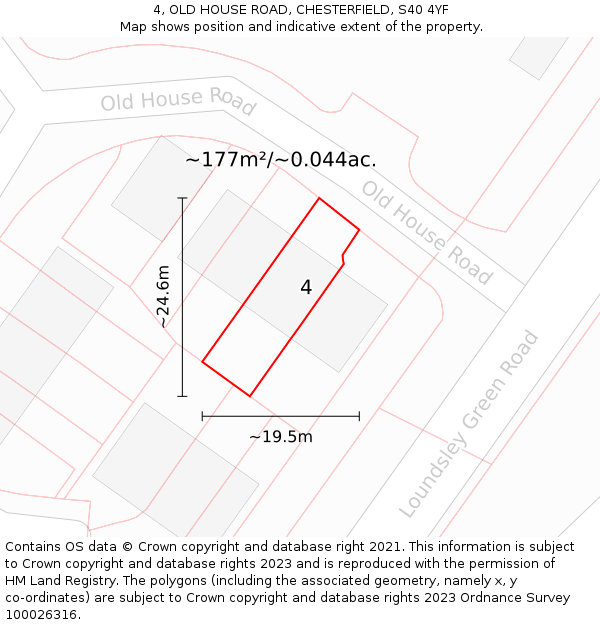 4, OLD HOUSE ROAD, CHESTERFIELD, S40 4YF: Plot and title map