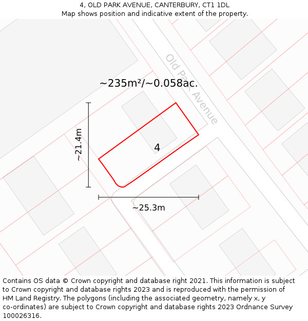 4, OLD PARK AVENUE, CANTERBURY, CT1 1DL: Plot and title map