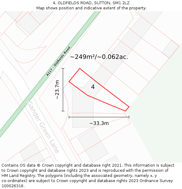 4, OLDFIELDS ROAD, SUTTON, SM1 2LZ: Plot and title map