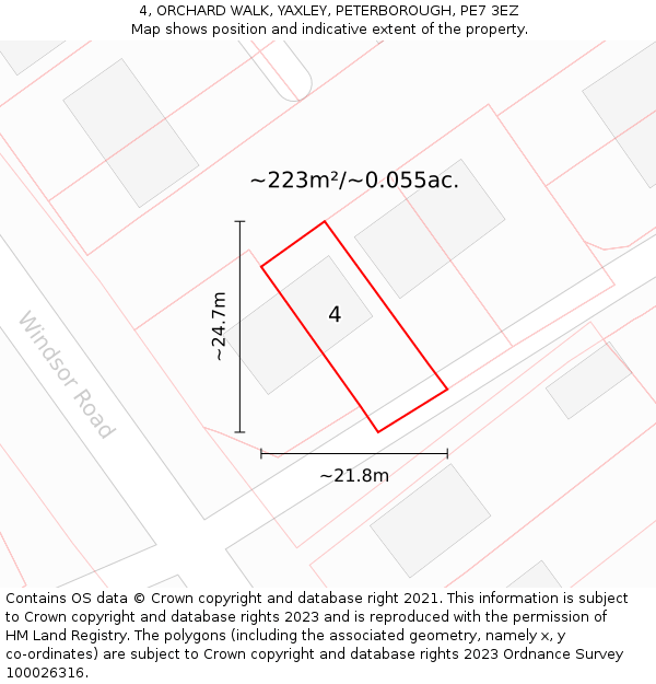 4, ORCHARD WALK, YAXLEY, PETERBOROUGH, PE7 3EZ: Plot and title map