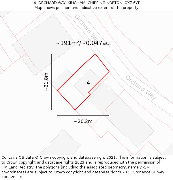 4, ORCHARD WAY, KINGHAM, CHIPPING NORTON, OX7 6YT: Plot and title map