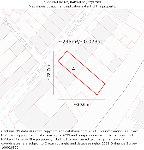 4, ORIENT ROAD, PAIGNTON, TQ3 2PB: Plot and title map