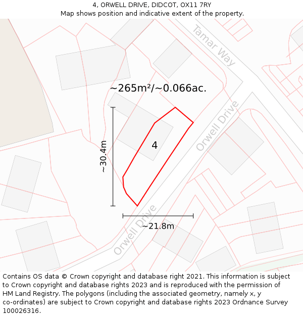 4, ORWELL DRIVE, DIDCOT, OX11 7RY: Plot and title map
