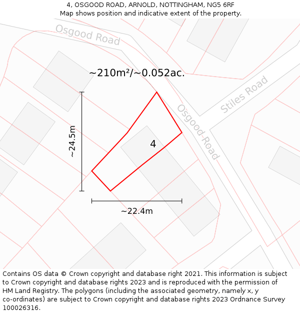 4, OSGOOD ROAD, ARNOLD, NOTTINGHAM, NG5 6RF: Plot and title map