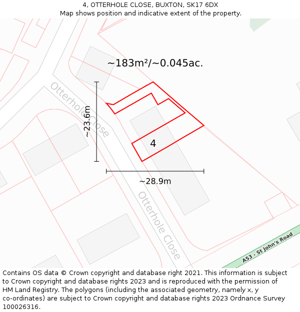 4, OTTERHOLE CLOSE, BUXTON, SK17 6DX: Plot and title map