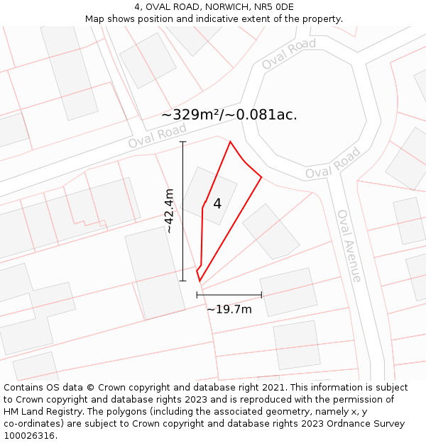 4, OVAL ROAD, NORWICH, NR5 0DE: Plot and title map