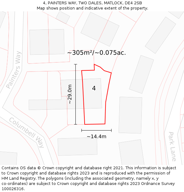 4, PAINTERS WAY, TWO DALES, MATLOCK, DE4 2SB: Plot and title map