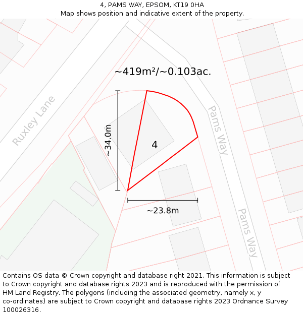 4, PAMS WAY, EPSOM, KT19 0HA: Plot and title map