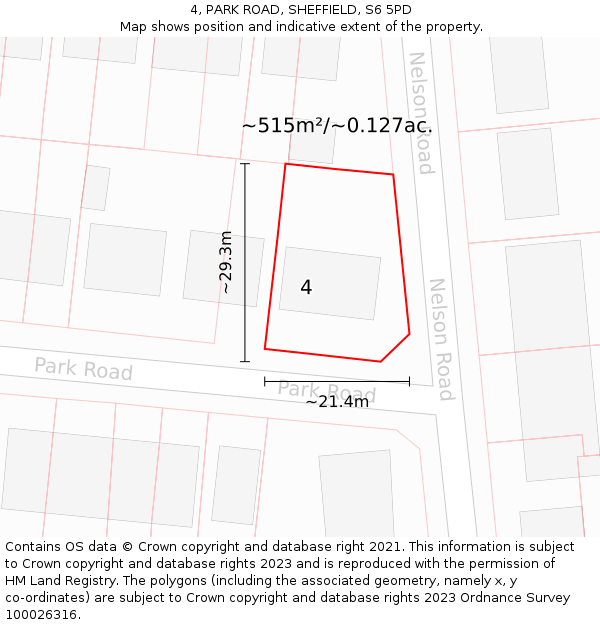 4, PARK ROAD, SHEFFIELD, S6 5PD: Plot and title map