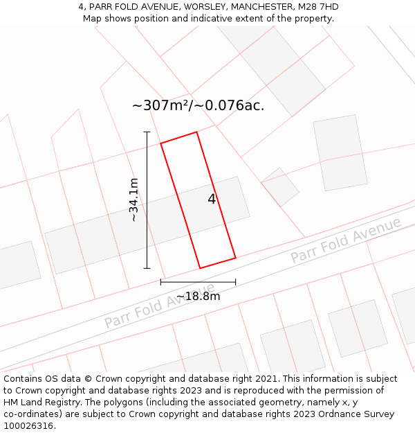 4, PARR FOLD AVENUE, WORSLEY, MANCHESTER, M28 7HD: Plot and title map