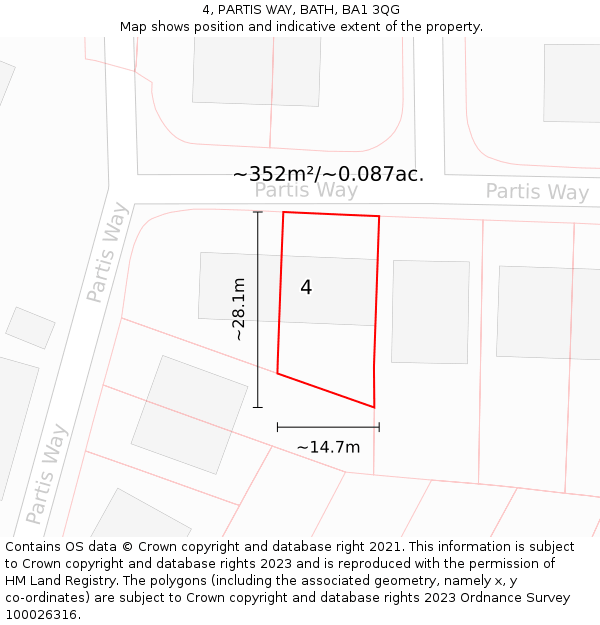 4, PARTIS WAY, BATH, BA1 3QG: Plot and title map