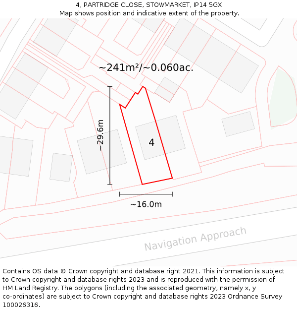 4, PARTRIDGE CLOSE, STOWMARKET, IP14 5GX: Plot and title map