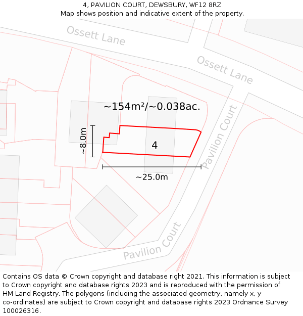 4, PAVILION COURT, DEWSBURY, WF12 8RZ: Plot and title map