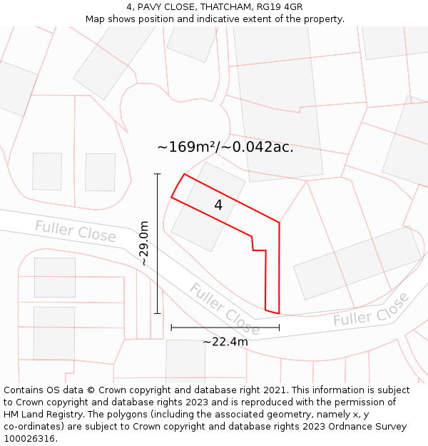 4, PAVY CLOSE, THATCHAM, RG19 4GR: Plot and title map