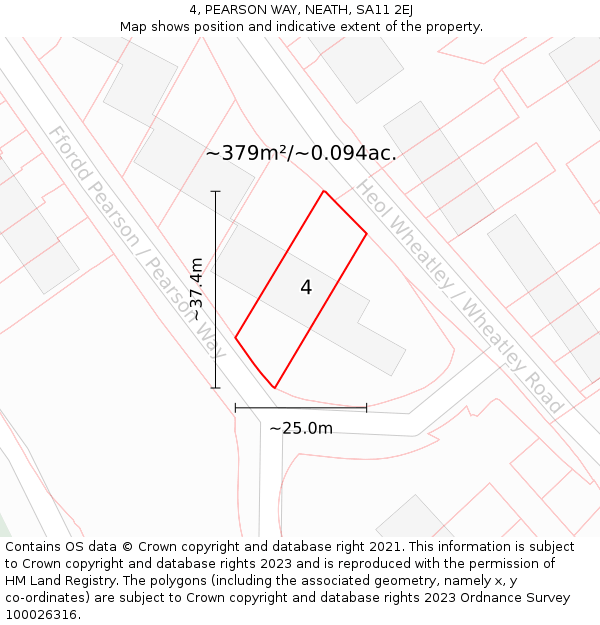 4, PEARSON WAY, NEATH, SA11 2EJ: Plot and title map