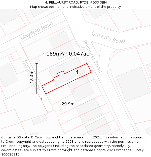 4, PELLHURST ROAD, RYDE, PO33 3BN: Plot and title map