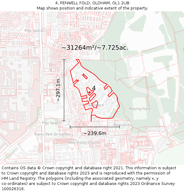 4, PENWELL FOLD, OLDHAM, OL1 2UB: Plot and title map