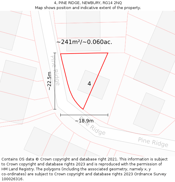 4, PINE RIDGE, NEWBURY, RG14 2NQ: Plot and title map