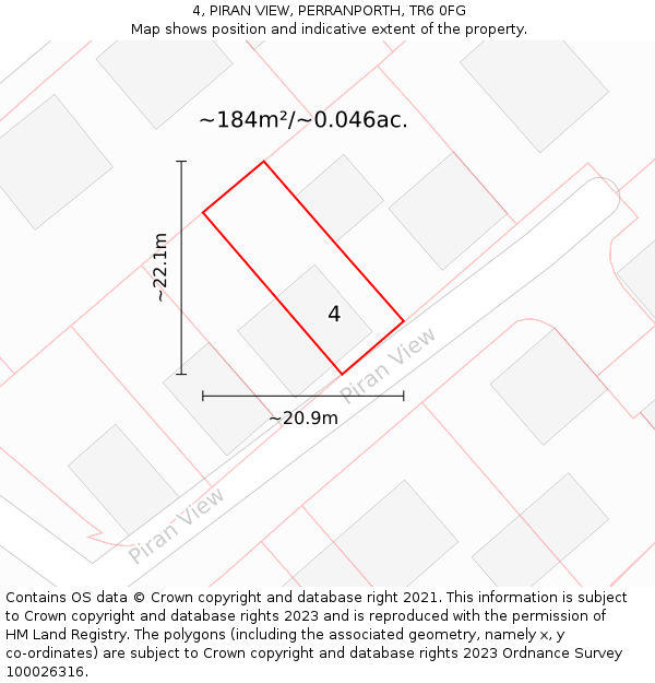 4, PIRAN VIEW, PERRANPORTH, TR6 0FG: Plot and title map