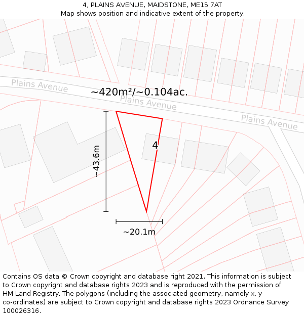 4, PLAINS AVENUE, MAIDSTONE, ME15 7AT: Plot and title map
