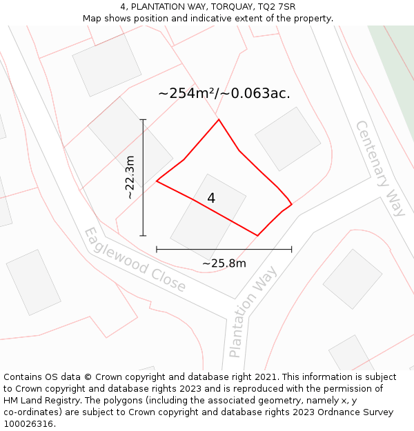 4, PLANTATION WAY, TORQUAY, TQ2 7SR: Plot and title map