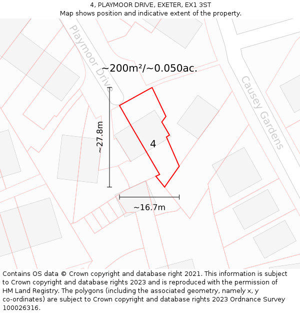 4, PLAYMOOR DRIVE, EXETER, EX1 3ST: Plot and title map