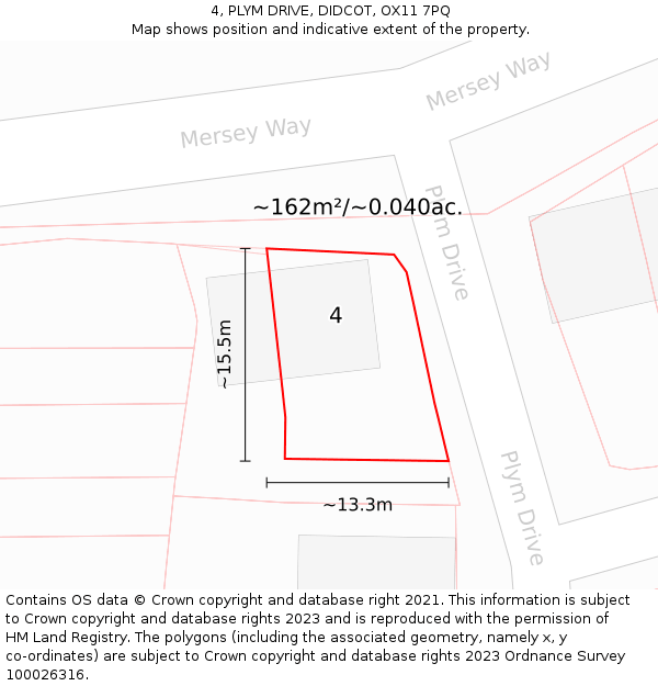 4, PLYM DRIVE, DIDCOT, OX11 7PQ: Plot and title map