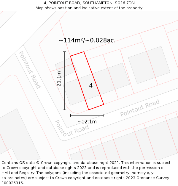 4, POINTOUT ROAD, SOUTHAMPTON, SO16 7DN: Plot and title map