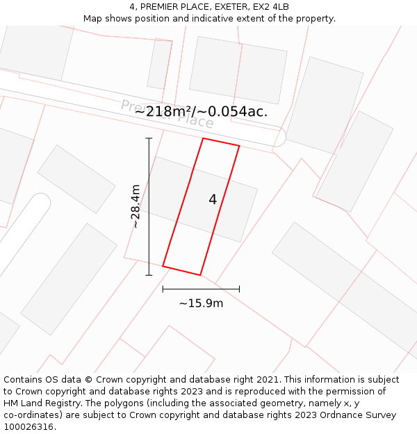 4, PREMIER PLACE, EXETER, EX2 4LB: Plot and title map