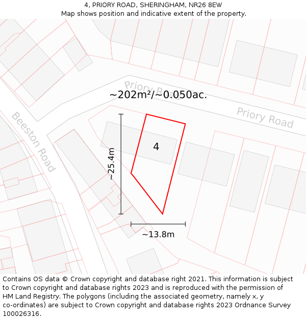 4, PRIORY ROAD, SHERINGHAM, NR26 8EW: Plot and title map