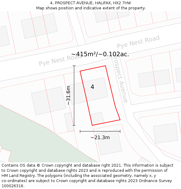 4, PROSPECT AVENUE, HALIFAX, HX2 7HW: Plot and title map