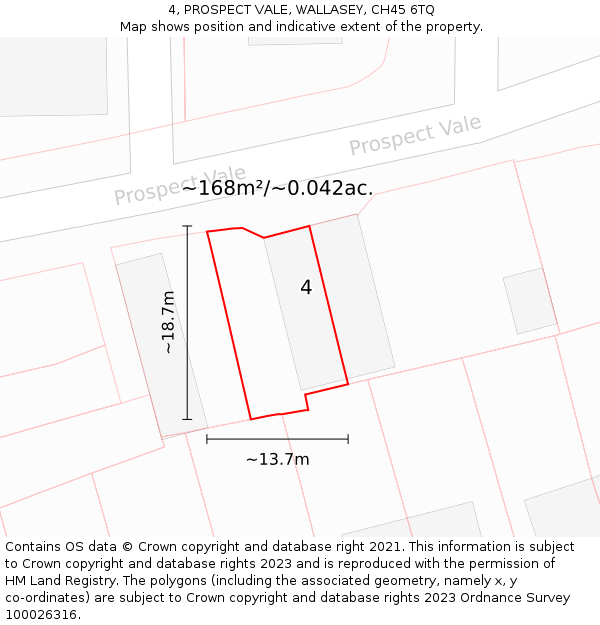 4, PROSPECT VALE, WALLASEY, CH45 6TQ: Plot and title map