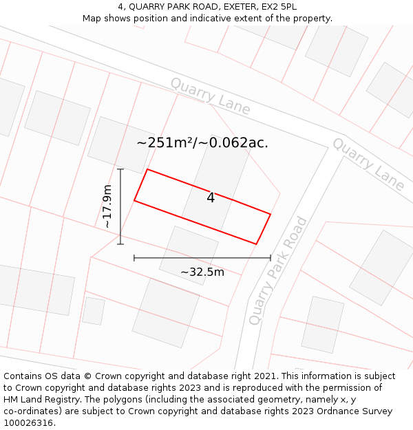 4, QUARRY PARK ROAD, EXETER, EX2 5PL: Plot and title map