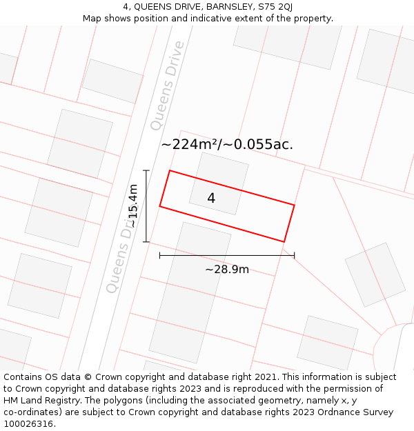 4, QUEENS DRIVE, BARNSLEY, S75 2QJ: Plot and title map