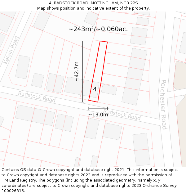 4, RADSTOCK ROAD, NOTTINGHAM, NG3 2PS: Plot and title map