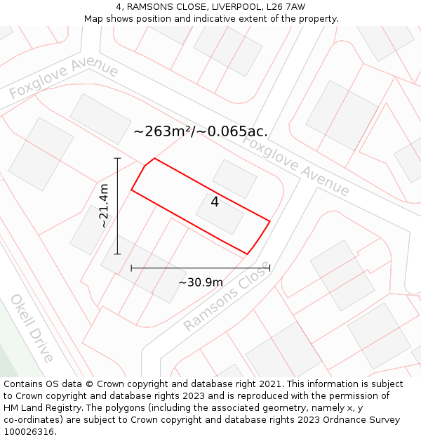 4, RAMSONS CLOSE, LIVERPOOL, L26 7AW: Plot and title map
