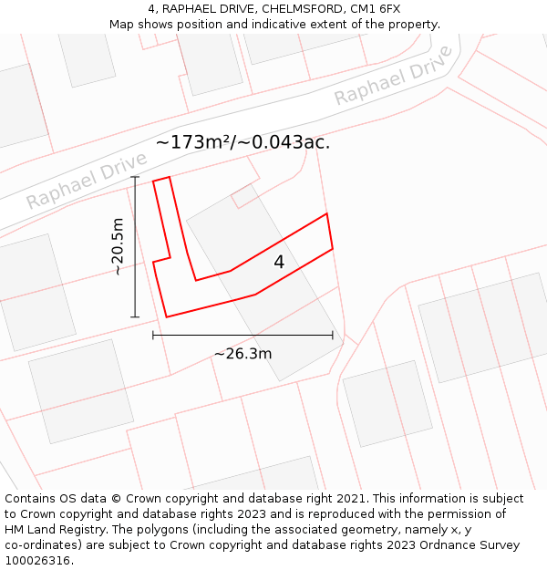 4, RAPHAEL DRIVE, CHELMSFORD, CM1 6FX: Plot and title map