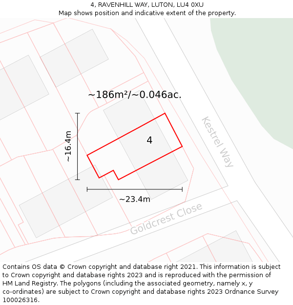 4, RAVENHILL WAY, LUTON, LU4 0XU: Plot and title map