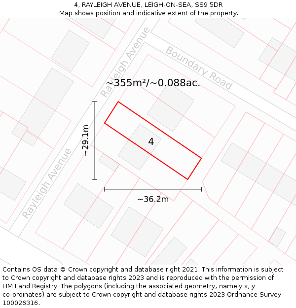 4, RAYLEIGH AVENUE, LEIGH-ON-SEA, SS9 5DR: Plot and title map