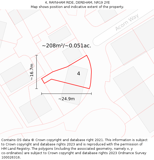4, RAYNHAM RIDE, DEREHAM, NR19 2YE: Plot and title map