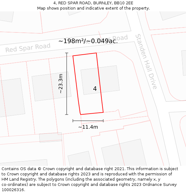 4, RED SPAR ROAD, BURNLEY, BB10 2EE: Plot and title map