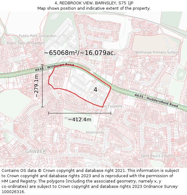 4, REDBROOK VIEW, BARNSLEY, S75 1JP: Plot and title map