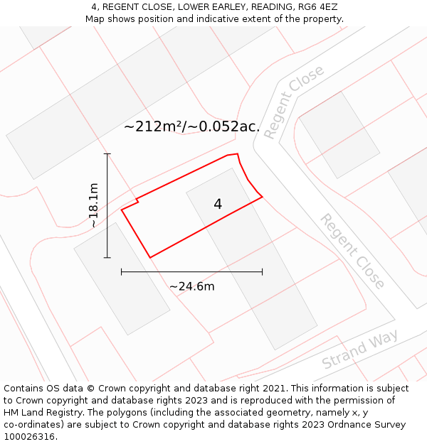 4, REGENT CLOSE, LOWER EARLEY, READING, RG6 4EZ: Plot and title map